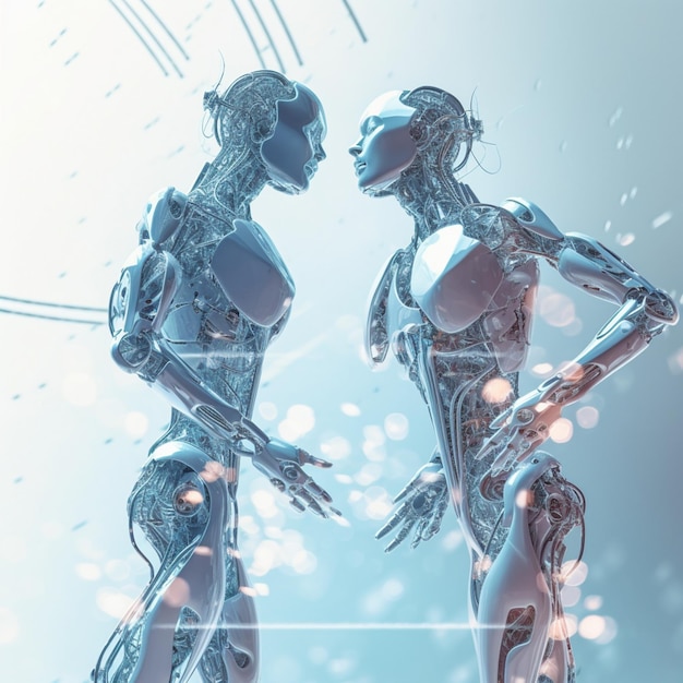 Istnieją dwa roboty, które stoją obok siebie generatywną ai