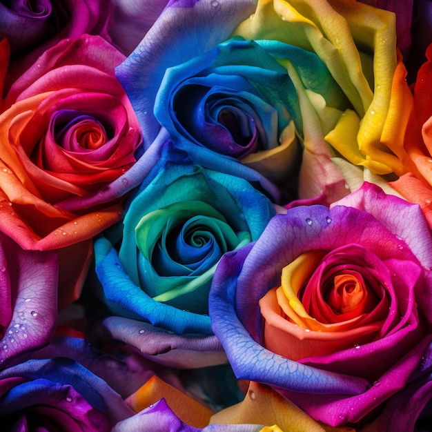 Istnieje wiele różnych kolorów róż w garści razem generatywne ai