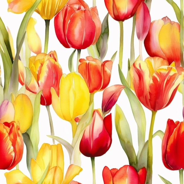 Istnieje wiele różnych kolorowych tulipanów na białym tle generatywnego ai