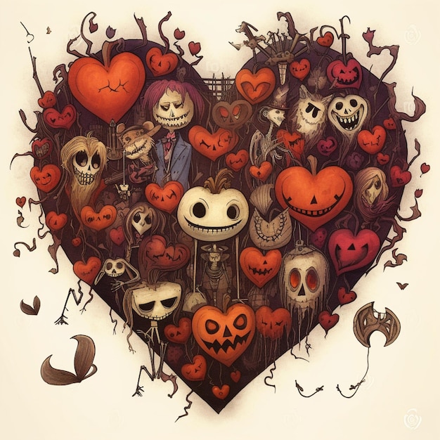 istnieje wiele różnych rodzajów dekoracji na Halloween w generatywnej AI serca