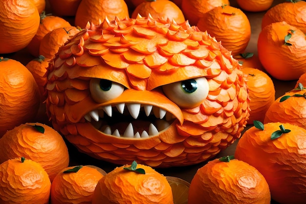 istota koloru pomarańczowego pomarańcza Owocowy potwór AI generatywny