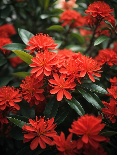 ixora coccinea czerwone kwiaty