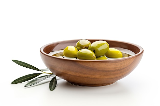 Izolowana biała miska z oliwą z oliwek
