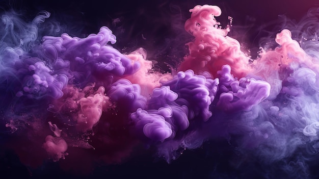 Zdjęcie izolowana fioletowa ramka dymu na przezroczystym tle nowoczesna ilustracja kolorowych chmur element projektu baneru klubu nocnego