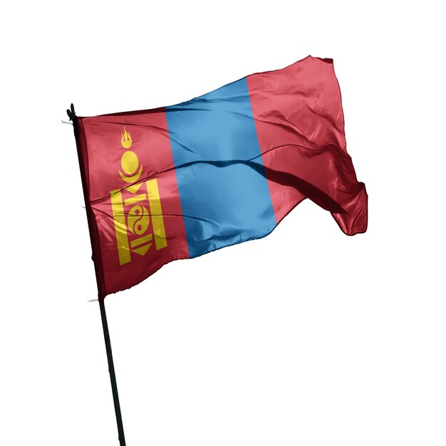 Izolowana flaga Mongolii na białym tle