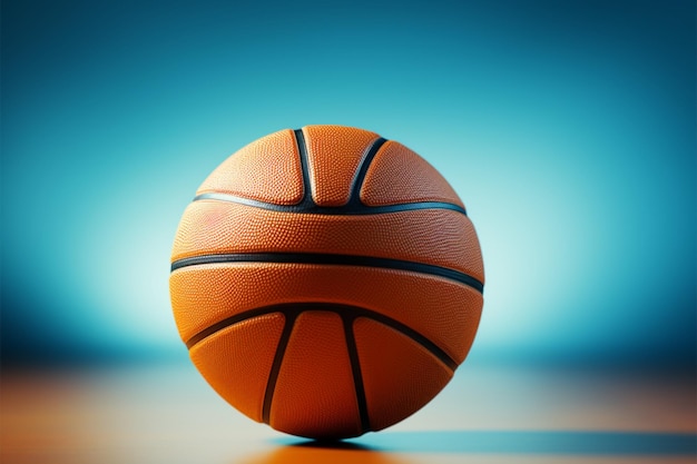Izolowana koszykówka na niebieskim tle oferuje przestrzeń dla spersonalizowanej treści