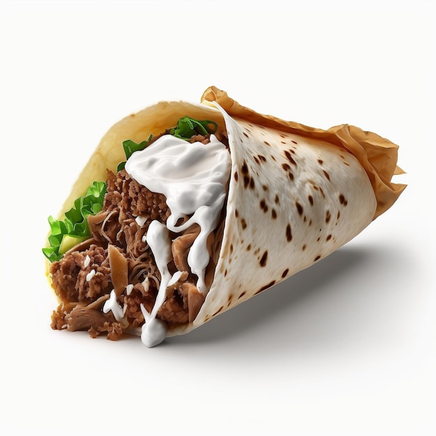Izolowana Shawarma na białym i czarnym tle Generacyjna sztuczna inteligencja