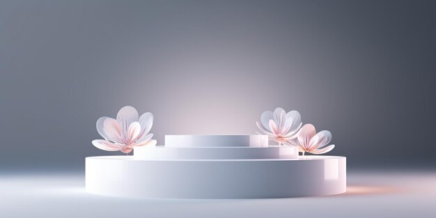 Izolowane białe podium z kwiatem magnolii