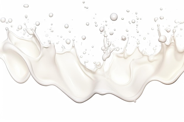 Izolowane krople mleka rozpryskujące się na białym