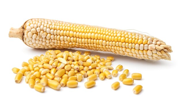 Izolowane nasiona kukurydzy na białym tle