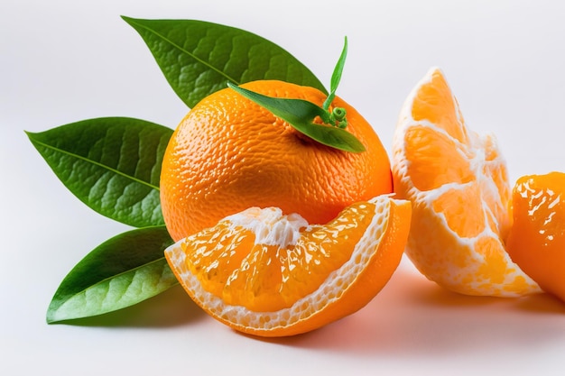 Izolowane owoce mandarynki lub mandarynki z białym tłem