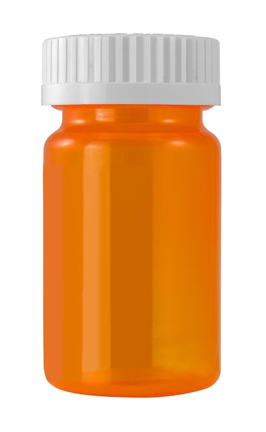 Zdjęcie izolowane puste pigułki lub butelki medycyny na białym tle