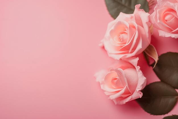 Izolowane różowe róże na białym tle AI generowane