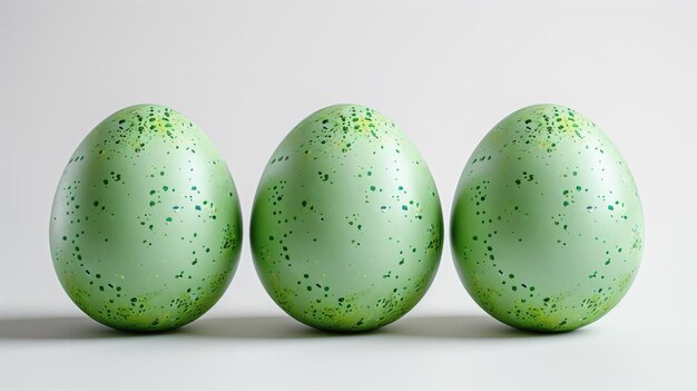 Izolowane zielone jajka wielkanocne na białym tle