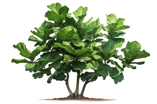 Izolowany Fiddle Leaf Fig Terminalia catappa z Singapuru z białym tłem Generative Ai