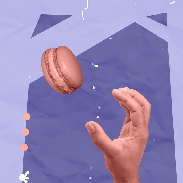 Izolowany kreatywny kolaż artystyczny Słodki miłośnik jedzenia Surrealistyczne dzieło sztuki Długi poziomy projekt baneru