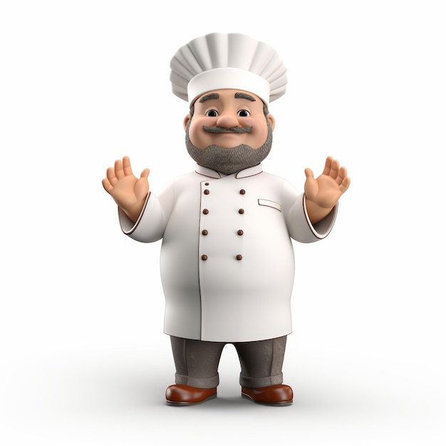 Izolowany uśmiechnięty szef kuchni w białym mundurze na białym tle
