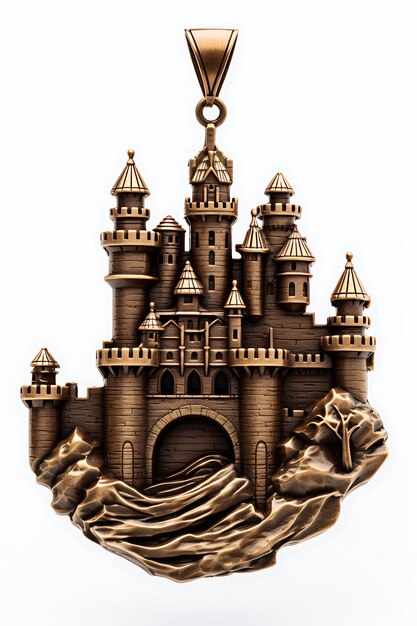 Izolowany z średniowiecznego zamku wisiorek inspirowany średniowiecznym wisiorkiem wykonanym z Clipart Game Asset Concept