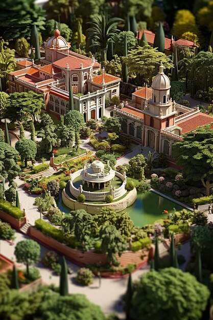 Zdjęcie izometryczna miniatura jardin de la concepcin w maladze