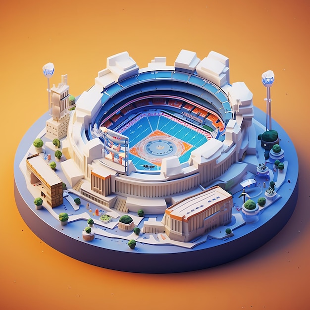 Izometryczna miniaturowa arena sportowa