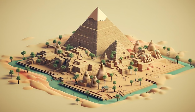 Izometryczne piramidy Giza kreatywna ilustracja