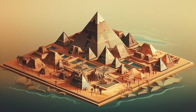 Izometryczne piramidy Giza kreatywna ilustracja