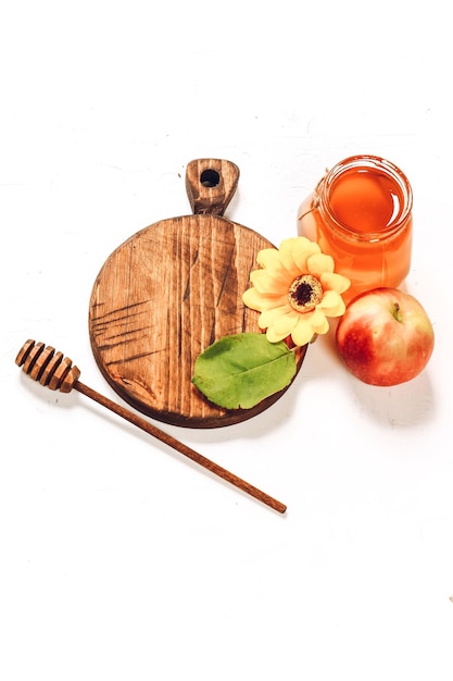 Jabłka i miód Jesienna kompozycja Tradycyjne żydowskie święto Nowy Rok Szczęśliwego Rosz Haszana