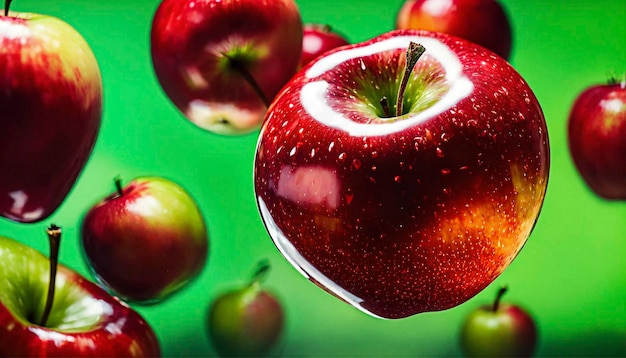 Jabłka na zielonej powierzchni