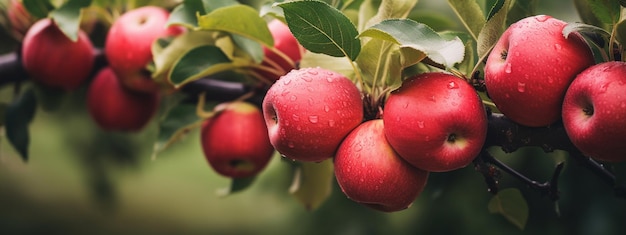 Jabłka rosną na drzewie selektywne skupienie Generatywna sztuczna inteligencja