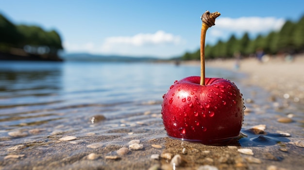 Jabłko na plaży wakacyjnej