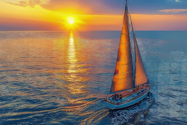 Jacht przy zachodzie słońca