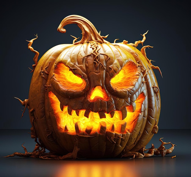 jack o lantern siedzi w rogu na białym tle