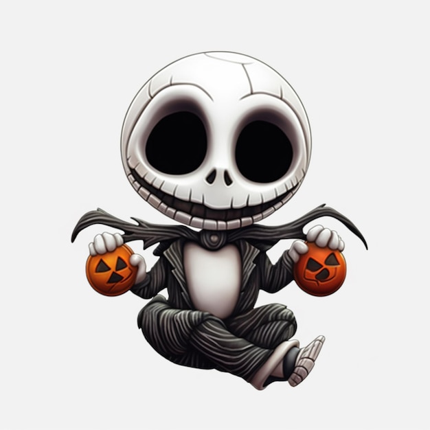 Jack Skellington w scenie Halloween w stylu kreskówki ilustracja postaci komiksów