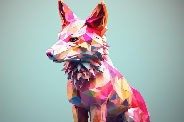 Jackal Low poly zwierzęcy styl ilustracyjny generatywny ai