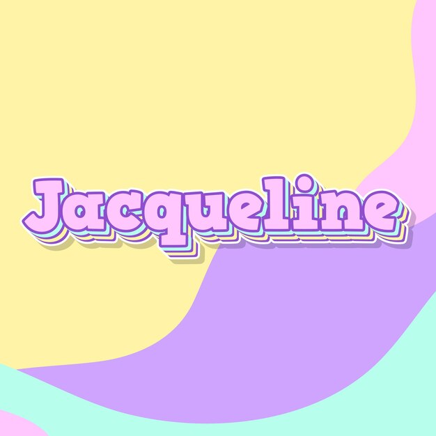 Zdjęcie jacqueline typografia 3d projekt słodki tekst słowo fajne zdjęcie tła jpg