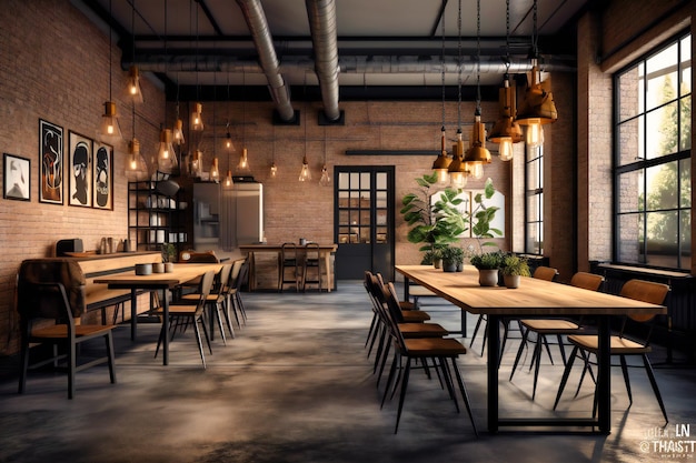 Jadalnia restauracyjna w stylu industrialnym