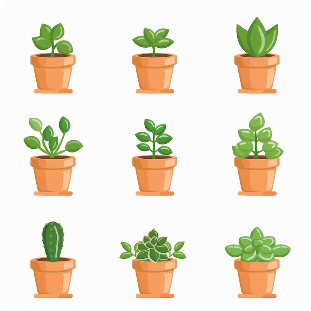 Jade plant Crassula ovata Pot Plant Icon Set Crassula Ovata Plant Flat Design Jade plant Symbole