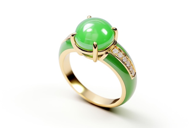 Jade Solitaire Ring Designs Izolowane na białym tle