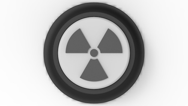 Zdjęcie jądrowy biały przycisk na białym tle renderowania 3d