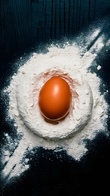 Jajka i mąka na czarnej desce do pieczenia