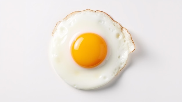 Jajko sadzone na białym tle Widok z góry Jedzenie śniadanie, gotowanie Projekt obiektu