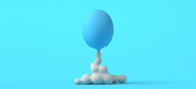 Jajko Wielkanocne Startujące Ze śladem Dymu Ilustracja Kreskówka 3d Kopiowanie Miejsca