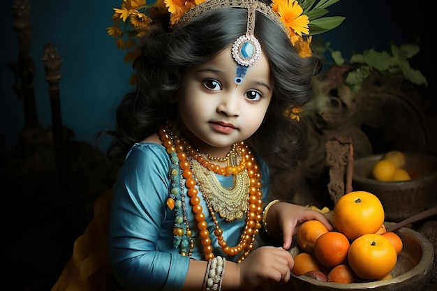 Janmashtami Hinduski festiwal upamiętniający narodziny boga Kryszny AI Generowane