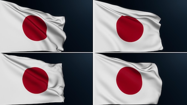 Japonia flaga tokio azjatycki japoński zestaw symboli 4