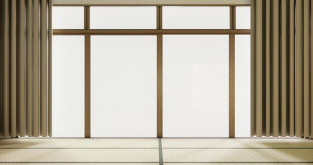 Japonia nowoczesny pokój do sprzątania wnętrz z matą tatami i lampą w stylu japońskim