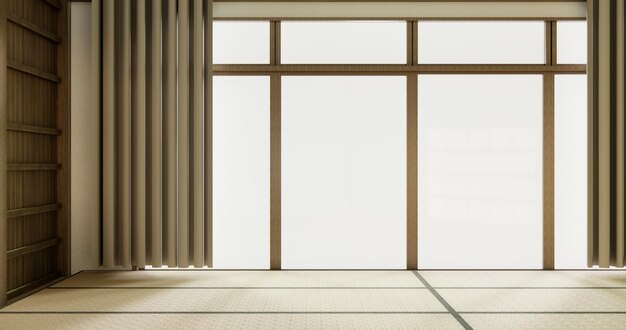 Japonia nowoczesny pokój do sprzątania wnętrz z matą tatami i lampą w stylu japońskim