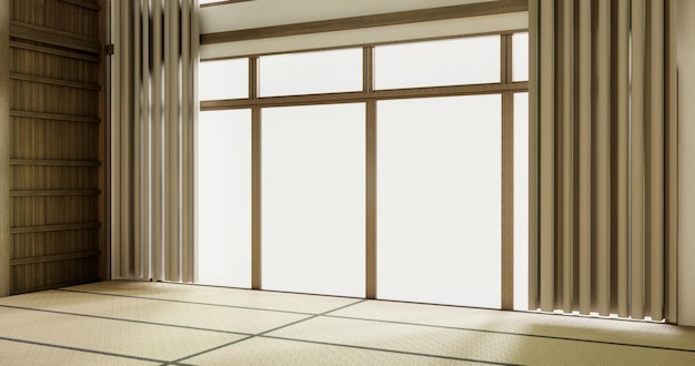 Japonia nowoczesny pokój do sprzątania wnętrz z matą tatami i lampą w stylu japońskim