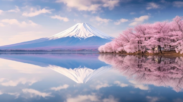 japonia zen krajobraz panorama widok fotografia Sakura kwiaty pagoda pokój cisza ściana wieży