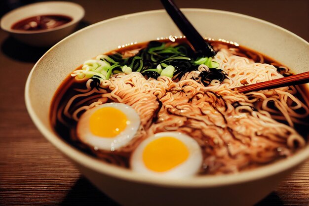 Japońska Zupa Ramen w tle