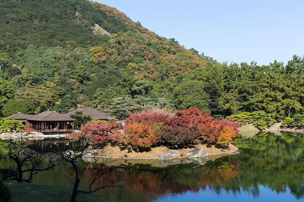Japoński ogród Ritsurin jesienią